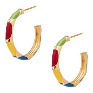 日落派对 易梦玲同款多巴胺彩色珐琅大耳圈女2025新款独特耳钉饰