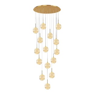 长吊灯现代简约复式楼梯长吊灯轻奢创意满天星别墅loft公寓客厅灯