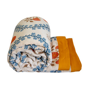 A类新疆棉纱布盖毯三件套厚床单单件田园风花卉双面空调毯外贸毯