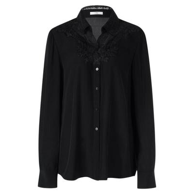 LYNEE【流光花语】重工蕾丝拼接衬衫女2025秋新款黑色高级感衬衣