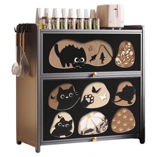 厨房调料品置物架多功能台面收纳柜柜子多层置物柜不锈钢高级防尘