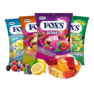 foxs印尼进口零食水晶糖什锦水果糖送礼四季茶味方块硬糖袋装