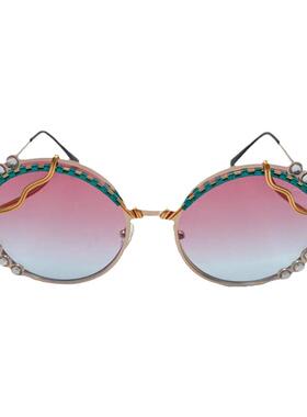 渐变金属绕丝编织音乐节太阳眼镜