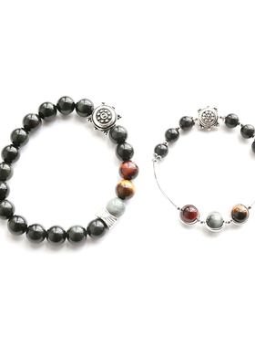 6A级黑曜石情侣手串水晶手链