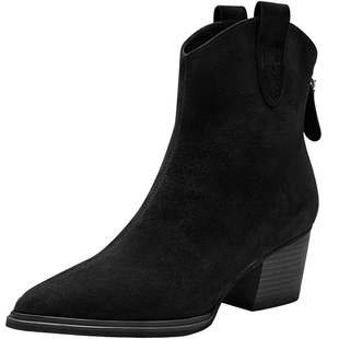 奥莱Nine West/玖熙2026年弹力靴女尖头绒里舒适短靴时尚短靴