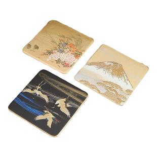 日本进口山中漆器杯垫高级感轻奢复古高端茶垫隔热日式莳绘茶托