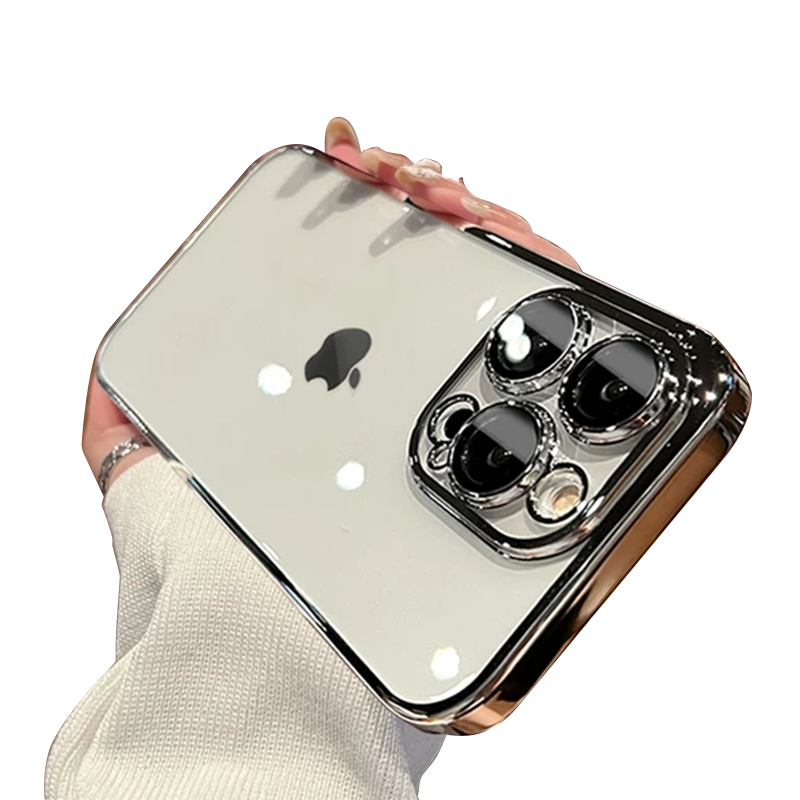适用苹果14手机壳15新款iphone16promax高级感13自带镜头膜14pro男士12透明简约plus硬保护套女一体防尘电镀