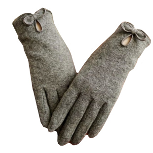 包邮秋冬骑车开车可爱分岔小蝴蝶结保暖分指学生羊毛手套女冬天