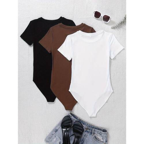 E 80346 High waist elastic bodysuit 高弹修身内搭连体裤