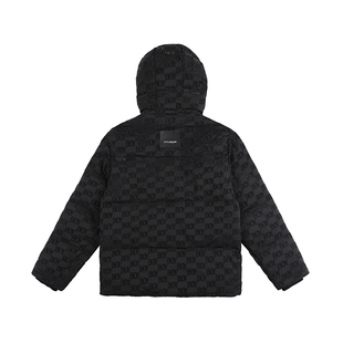 BOYLONDON冬季潮牌短款羽绒服情侣款提花加厚连帽外套90绒N28067