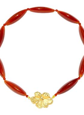 daartemis梅花系列五花瓣雕刻梅花白水晶CHOKER女小众设计项链