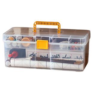 毛笔书法收纳盒便携手提式整理盒美术书画颜料文房四宝专用工具箱