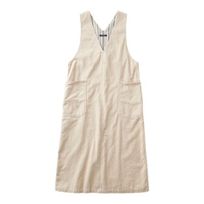 女式纯棉V领灯芯绒拼接背带裙