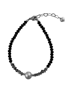 黑水晶天然珍珠项链耳环三件套装