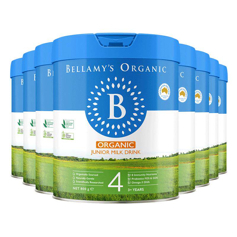 【官方正品】贝拉米经典HMO有机幼儿配方DHA牛奶粉4段800g*8罐装
