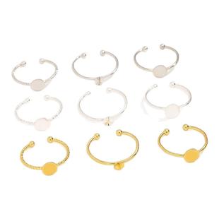 铜镀真金开口戒指圈可粘珍珠戒托 diy手工活口平托指环戒指托空托