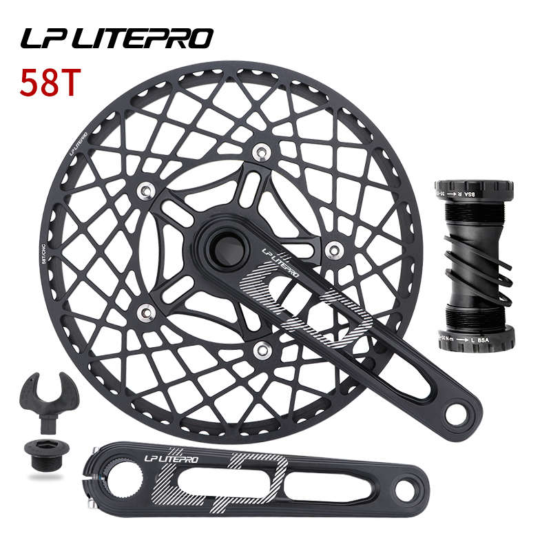 LP Litepro小轮折叠车单盘镂空曲柄陶瓷培林牙盘53/56/58齿蜘蛛盘