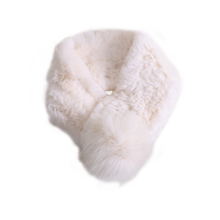 「定染酱果色」显白獭兔毛+狐狸毛围脖小围巾皮草毛领子女冬保暖