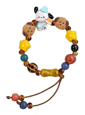 景德镇新品陶瓷手链童趣心单圈手串饰品卡通可爱摆摊货源