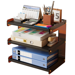 办公室桌面亚克力文件架学生书本分类收纳架多层a4纸横向置物架整理神器工位文件框大学生宿舍储物收纳盒书立