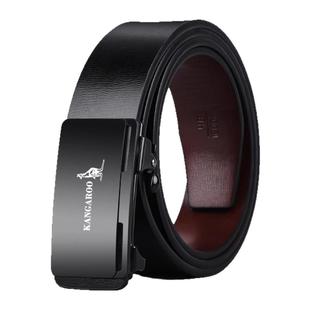 袋鼠男士皮带真皮无牙内穿自动扣纯牛皮休闲品牌潮流腰带奢华大牌