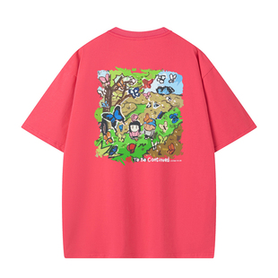 MEDM HEOAR x Newmasus联名款短袖男女国潮情侣装油画图案t恤夏