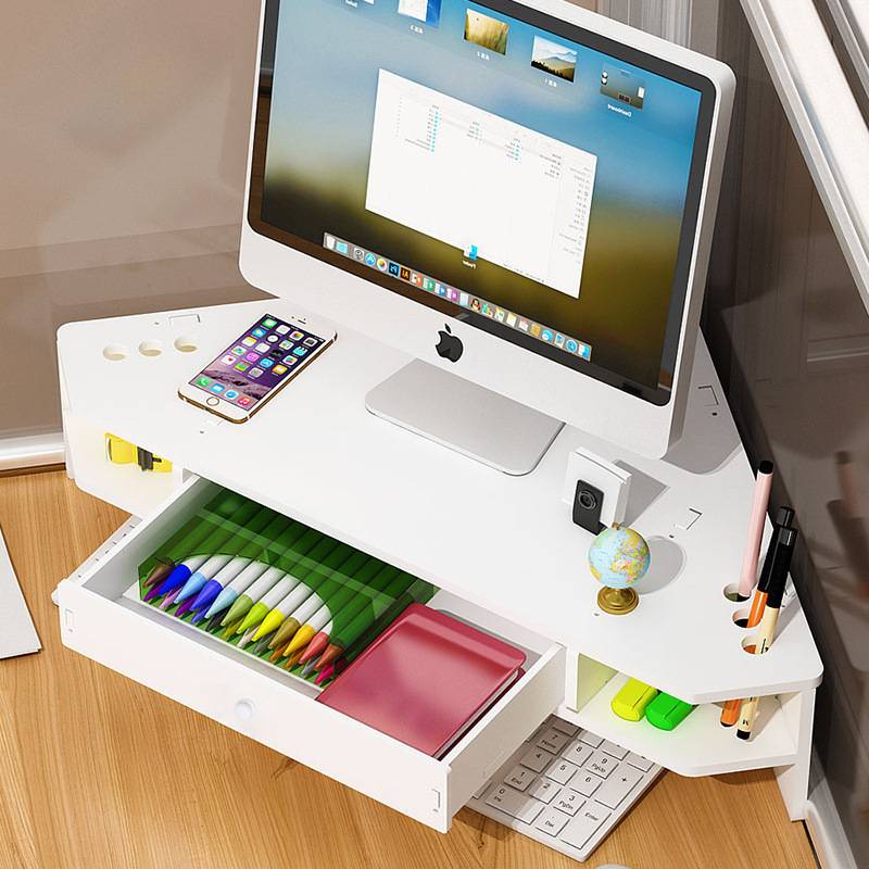 台式电脑增高架桌面收纳盒置物架支架转角显示器办公桌三角形屏幕