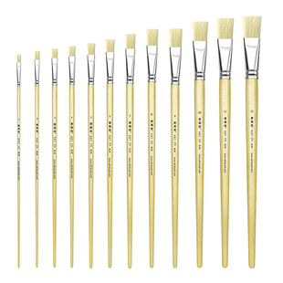 榭得堂579猪鬃油画笔专用画笔水粉笔猪鬃毛画画丙烯平头排笔笔刷刷美术猪毛笔刷套装硬毛毛笔刷专用笔谢德堂