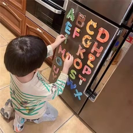 儿童动物冰箱磁性贴可吸黑板早教英语单词字母水果数字磁力玩具