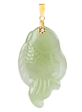 天然和田青玉小金鱼吊坠项链饰品