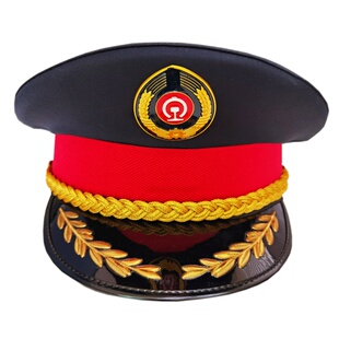 2022新款铁路帽子动车高铁乘务员列车长大盖帽男士春夏秋冬大檐帽