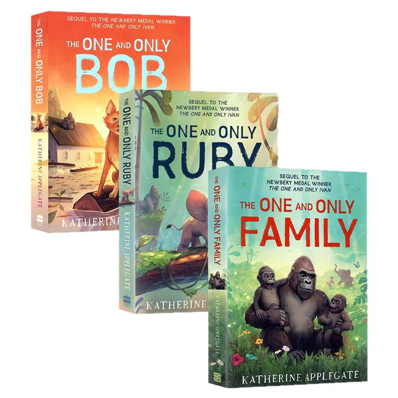 纽伯瑞奖3册套装 英文原版The One and Only Ruby Family Ivan Bob 纽伯瑞金奖作者儿童文学进口正版青少年英语课外阅读章节桥梁书