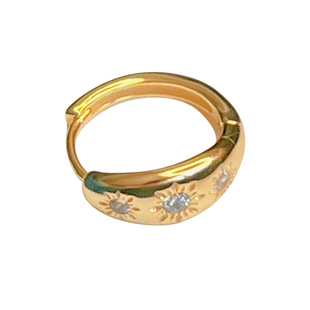 Mercurys 金色小太阳耳圈~通体s925银基础款百搭耳环闪钻复古耳饰