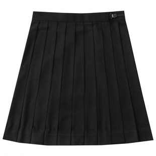 LF原创纯色jk裙制服短裙黑色绀色学院风基础款百褶裙女学生半身裙