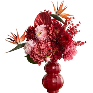 2026年宵花高端仿真花结婚花束摆件客厅婚房布置红色假花新年装饰