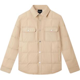 清仓【轻薄】gxgjeans男装秋冬季短款黑色衬衫领羽绒服男