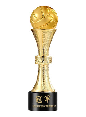 创意高档金属气排球奖杯定制定做水晶职工校园运动会比赛冠军颁奖
