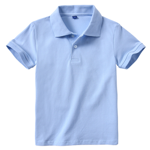 儿童polo衫短袖男童女童白色夏季红色浅蓝色毕业服小学生校服T恤