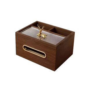 木纹餐巾纸盒子餐桌客厅茶几抽纸盒轻奢高级感高档多功能收纳盒