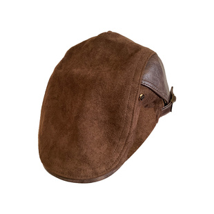 麂皮绒前进帽女秋冬美拉德复古显脸小反戴贝雷帽时尚报童画家帽子