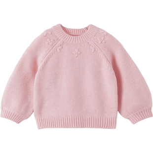 马克珍妮女童立体花朵温暖毛衣 宝宝针织衫2025年秋冬新款551869