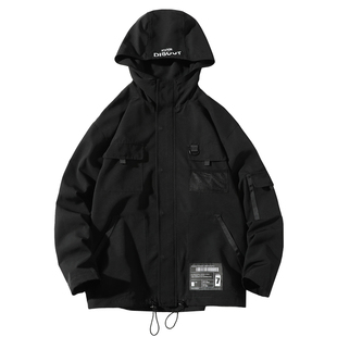 机能风暗黑系春秋薄外套女宽松bf中性技能风工装夹克街头帅气酷潮