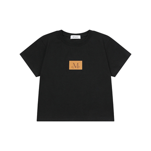 mucent皮革标志T恤男短袖上衣女夏短款2025新款宽松时尚流行百搭