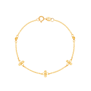 明牌珠宝18K金花季手链 玫瑰金素链彩金K黄K红四叶女手饰CSK0097