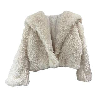 大翻领羊羔毛外套女短款厚冬2025时髦高级感泰迪熊毛毛夹棉上衣潮