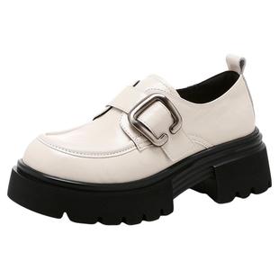 星期六厚底乐福鞋女鞋2025新款冬季高跟单鞋不累脚英伦黑色小皮鞋