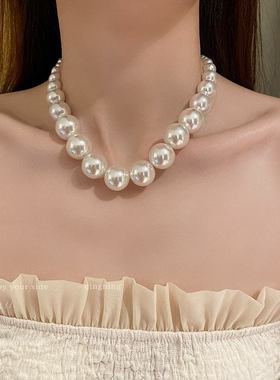 夸张项链大颗珍珠款女颈链高级感轻奢小众锁骨链2024新款爆款配饰