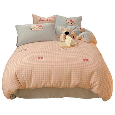 可爱HelloKitty加厚牛奶绒四件套