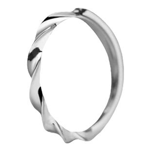 s999纯银莫比乌斯戒指女正品足银麻花开口可调节指环复古简约尾戒