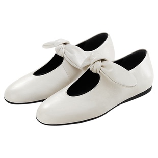马思纯明星同款7or9玛丽珍鞋女鞋羊皮平底鞋小白鞋通勤单鞋蝴蝶酥
